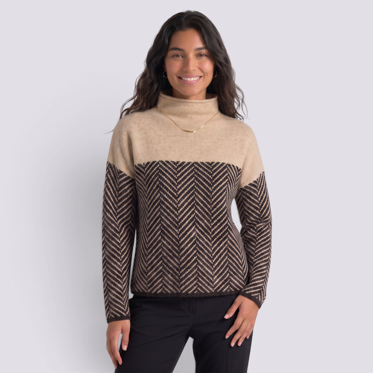 Jersey Mujer Cuello Alto Punto Grueso