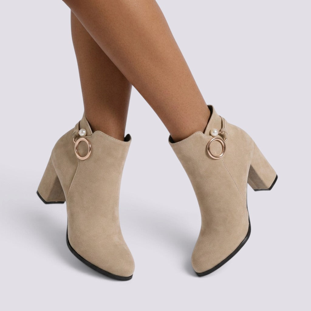 Botines Mujer Tacón Grueso Puntera Fina
