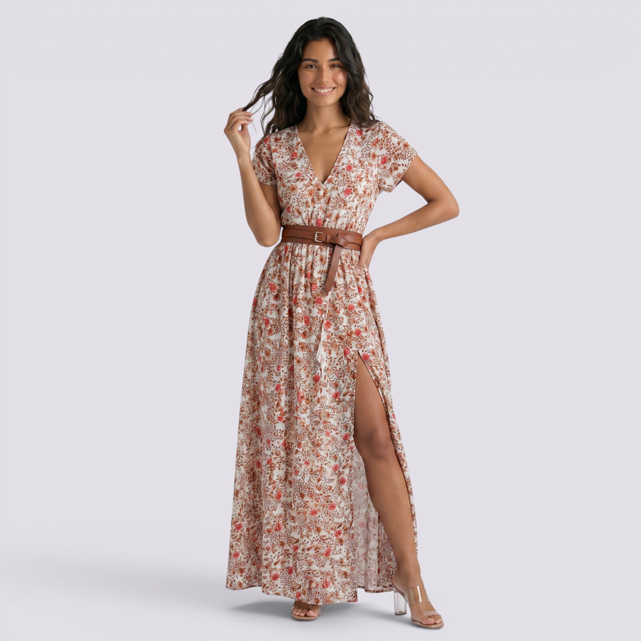 Vestido Midi Mujer Estampado Volantes Sin Mangas Verano