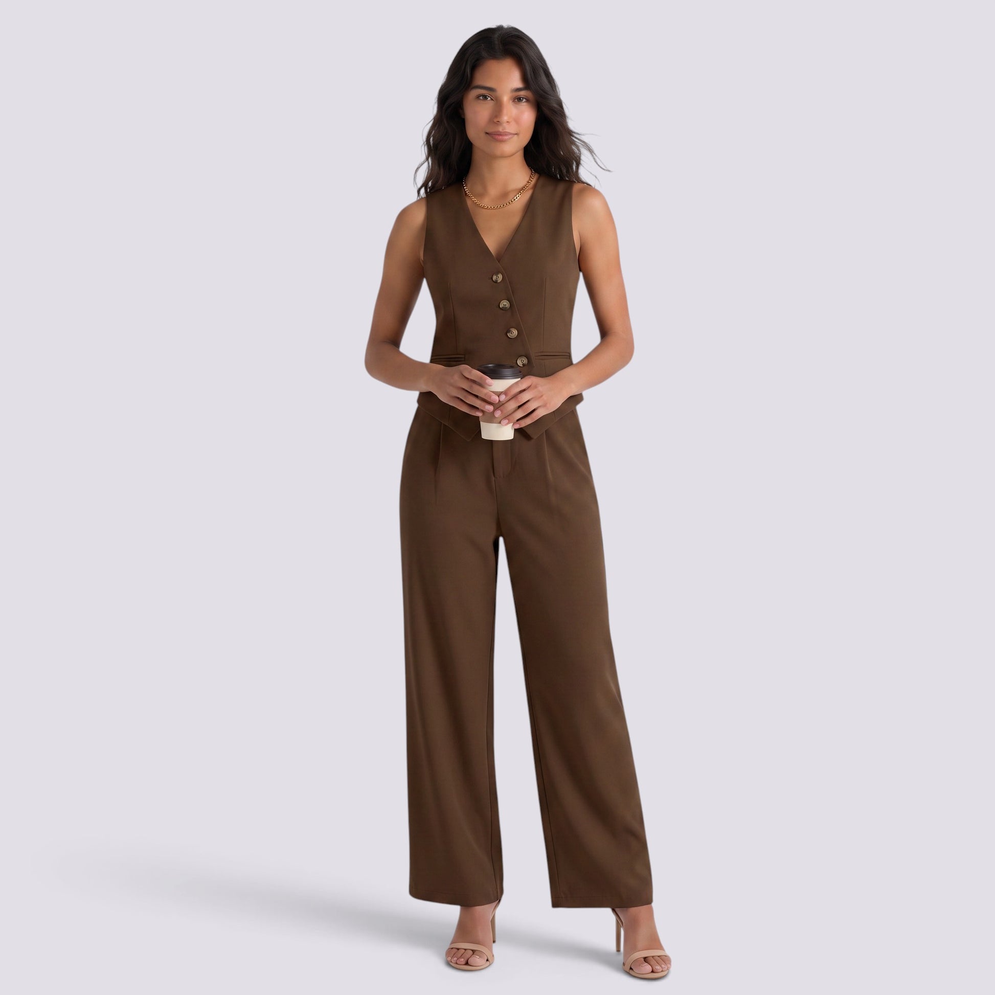 Conjunto Chaleco Pantalón Mujer Recto