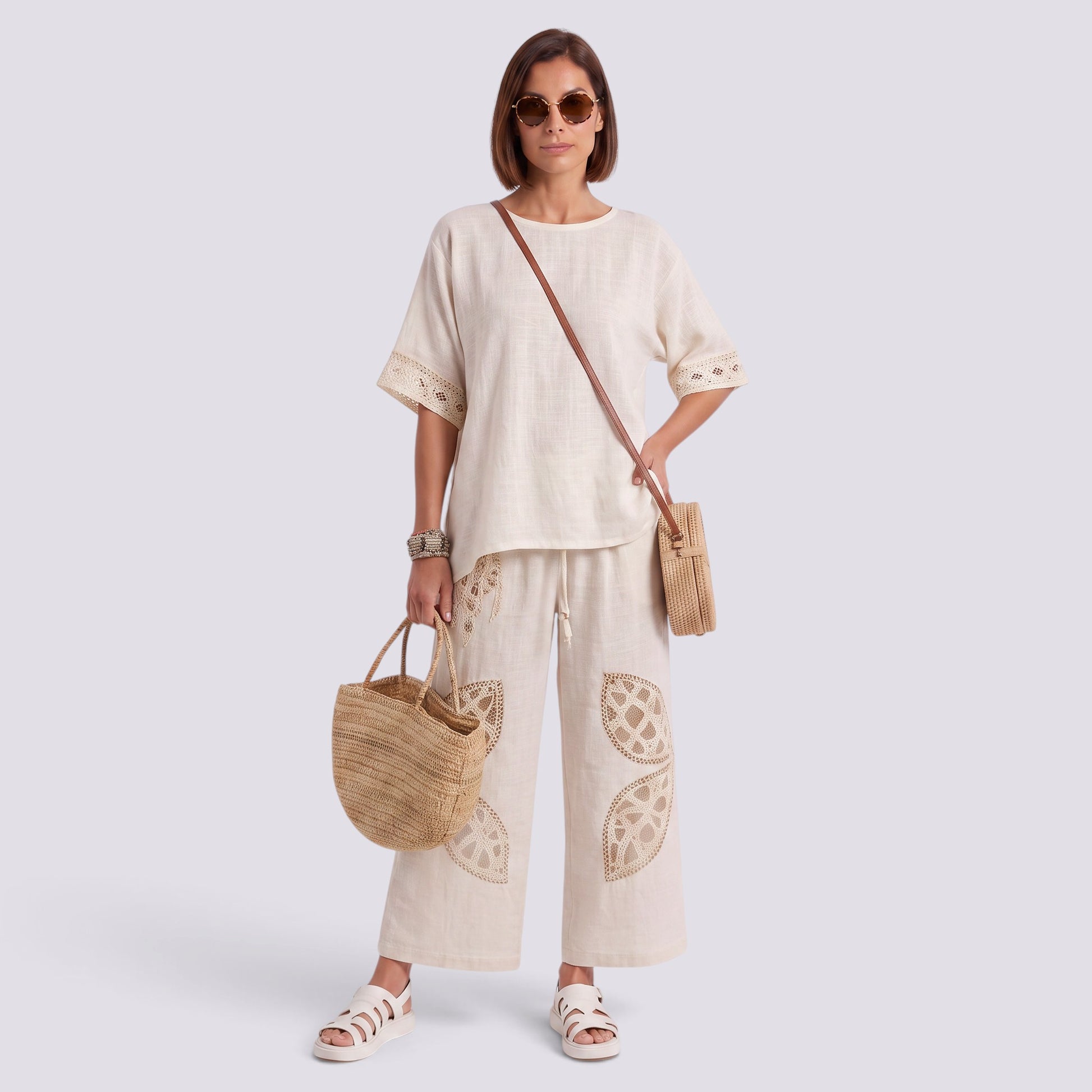 Conjunto Rayas Pantalón Ancho Mujer