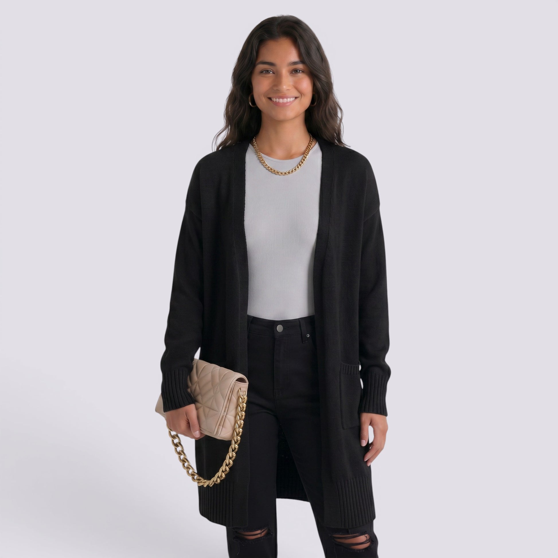 Cárdigan Mujer Largo Oversize de Punto