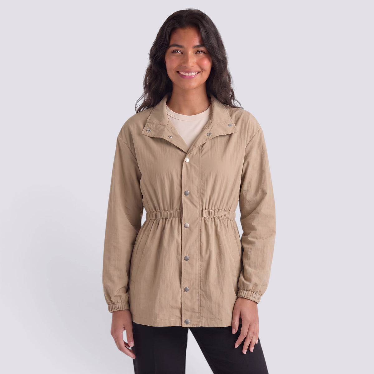 Gabardina Mujer Cortavientos Midi Entallada