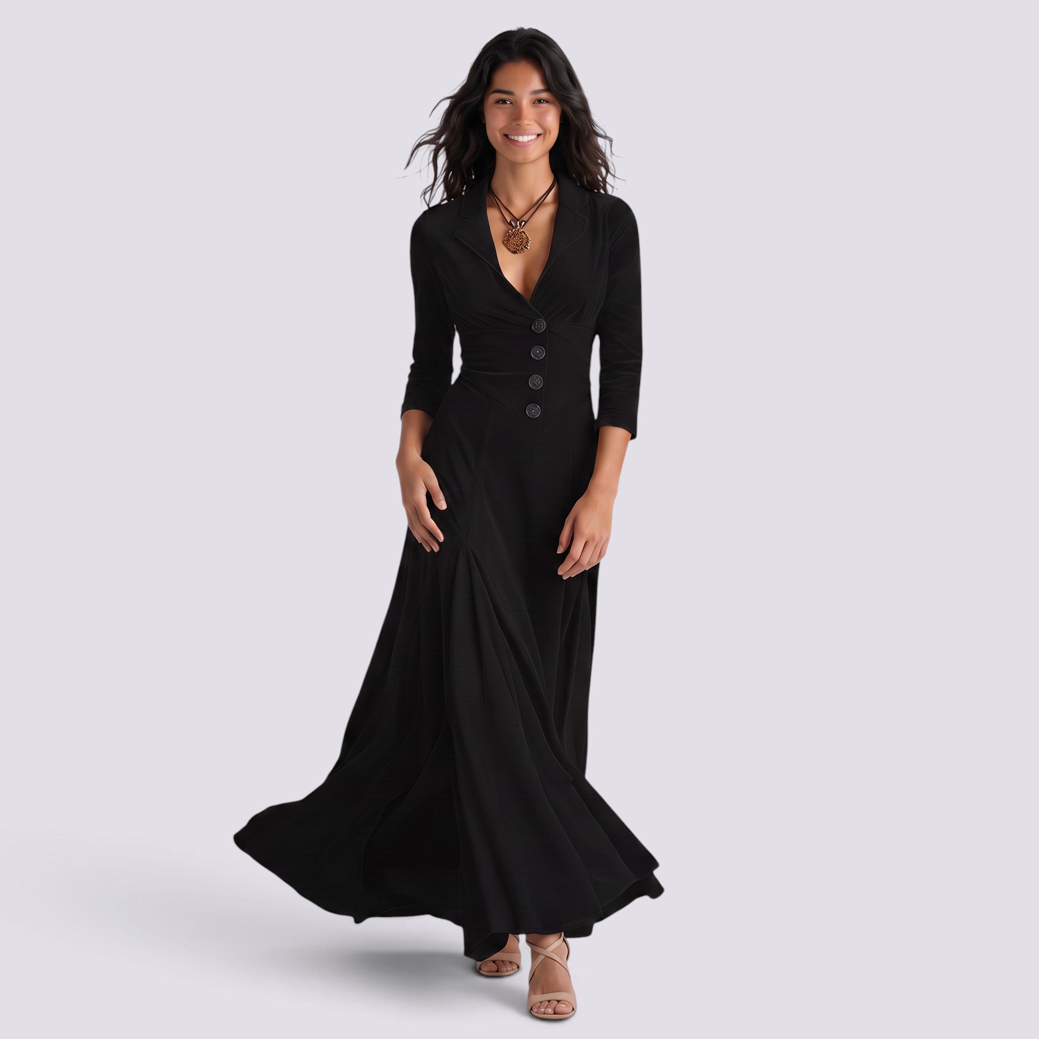 Vestido Camisero Largo Mujer