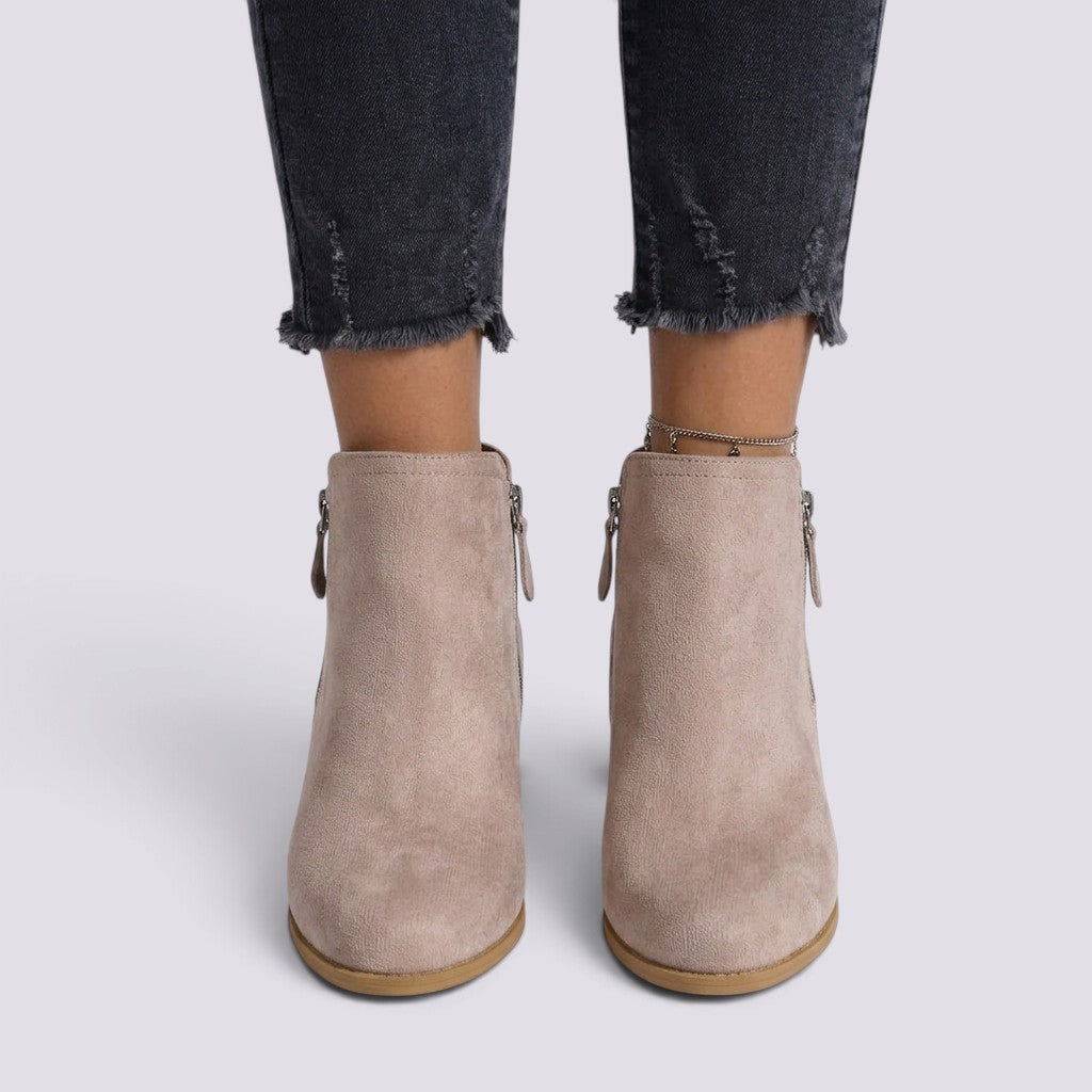 Botines Mujer Tacón Grueso Cremallera Lateral