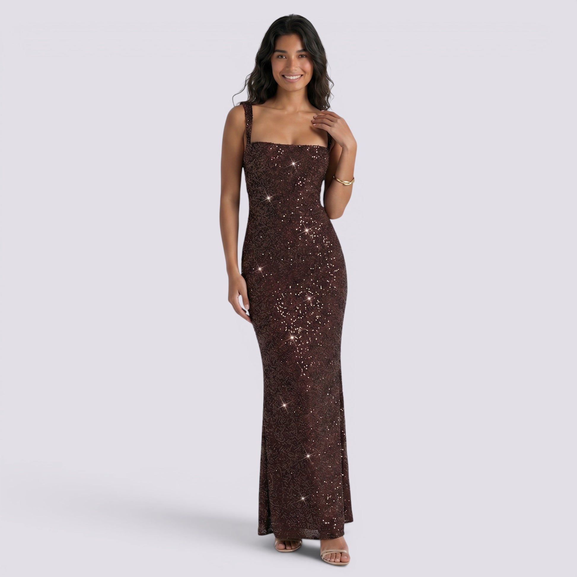 Vestido Largo Fiesta Mujer Brillante Elegante Ajustado