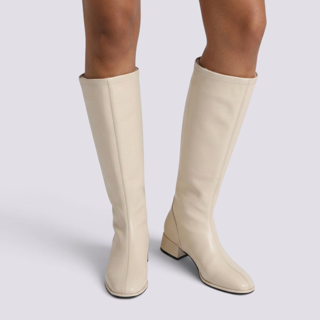 Botas Altas Mujer Tacón Grueso Punta Cuadrada