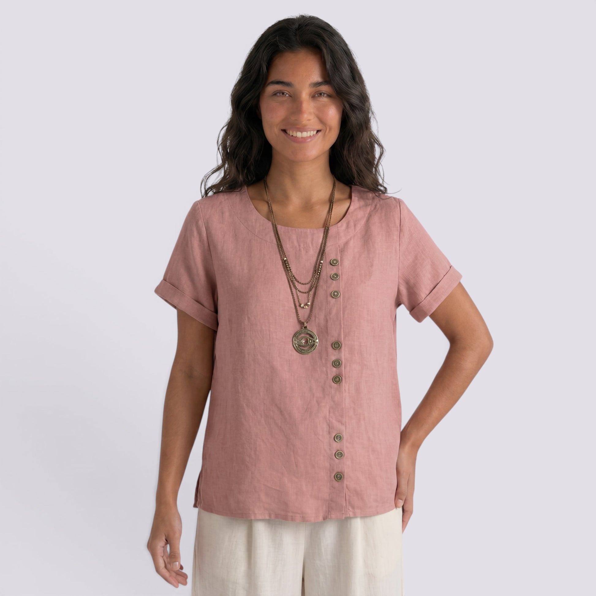 Blusa Lino Mujer Verano Corta