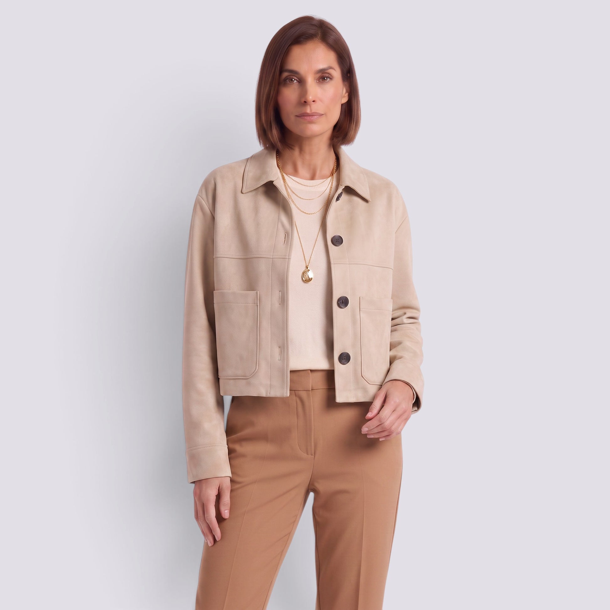 Chaqueta Corta Mujer Efecto Ante