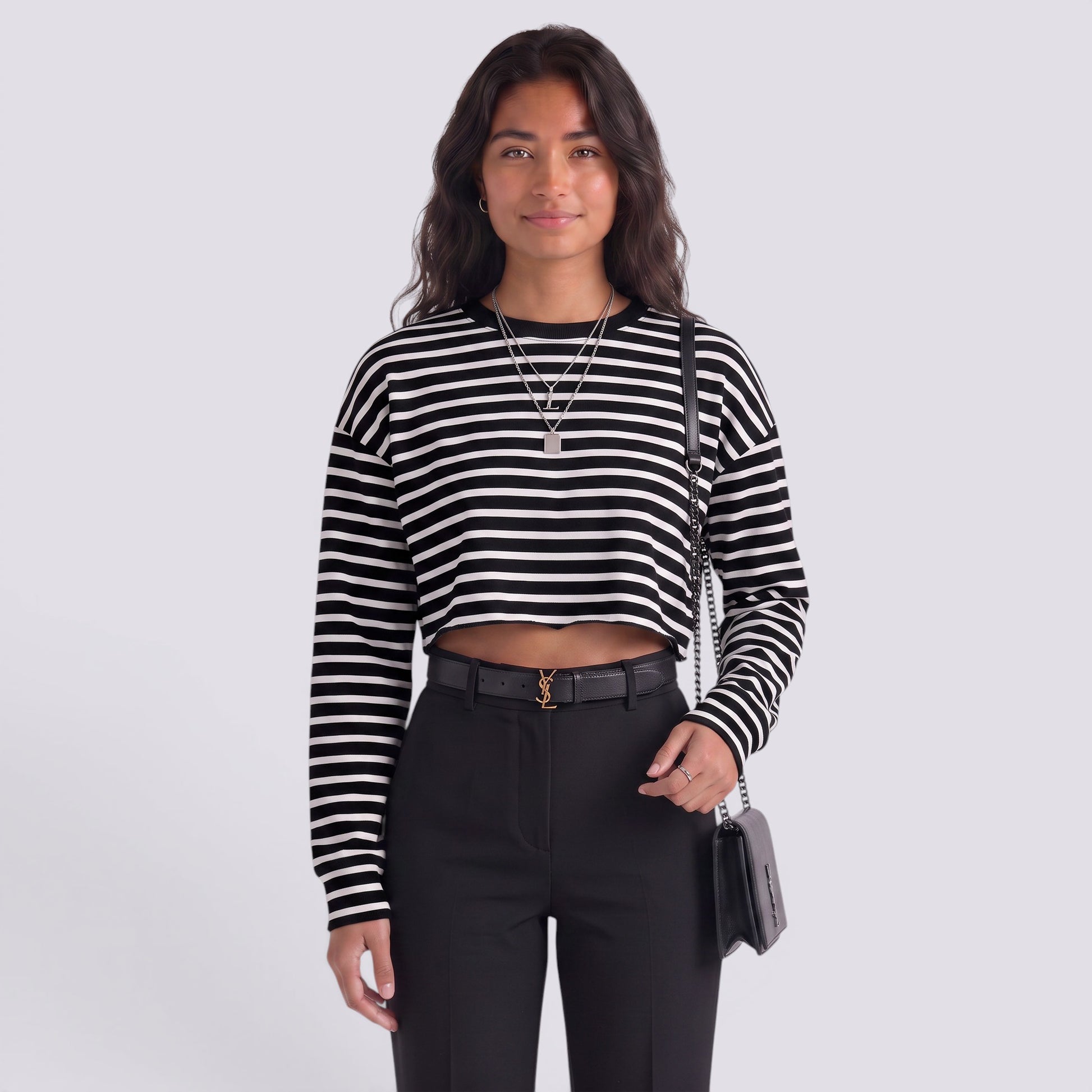 Camiseta Manga Larga Mujer Corta Entallada