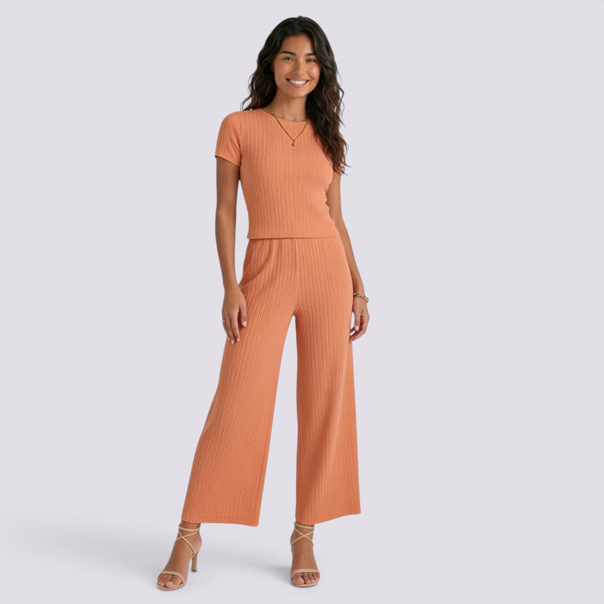Conjunto Punto Canalé Mujer Pantalón Ancho