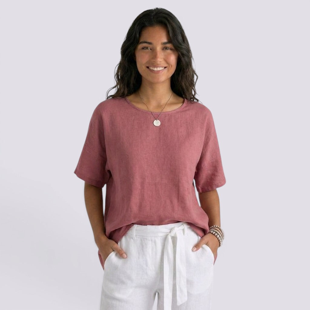 Camiseta Mujer Holgada Lino Verano