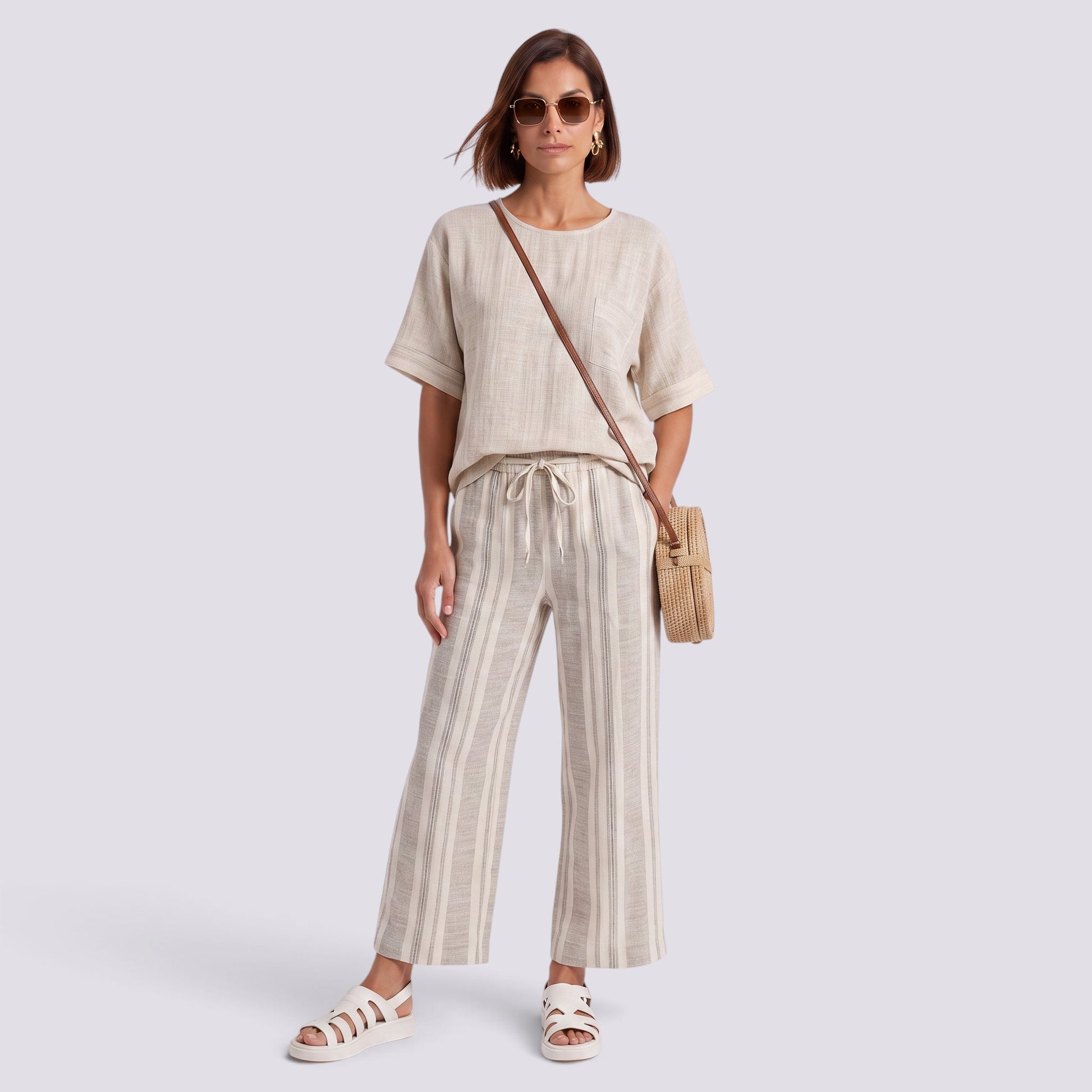 Conjunto Rayas Pantalón Ancho Mujer