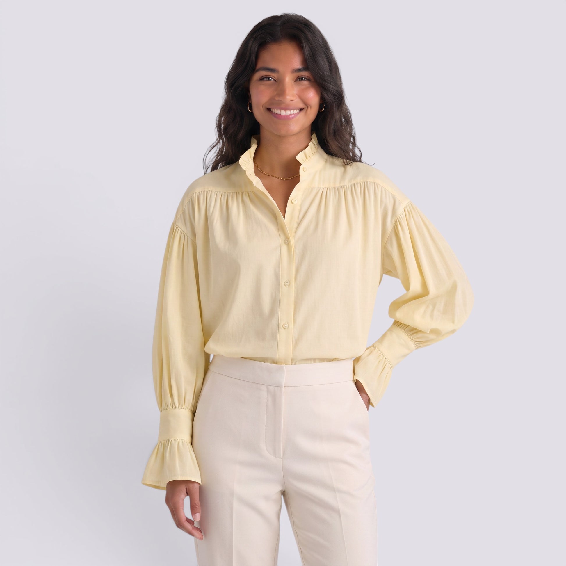 Camisa Mujer Elegante Manga Larga Cuello Solapa