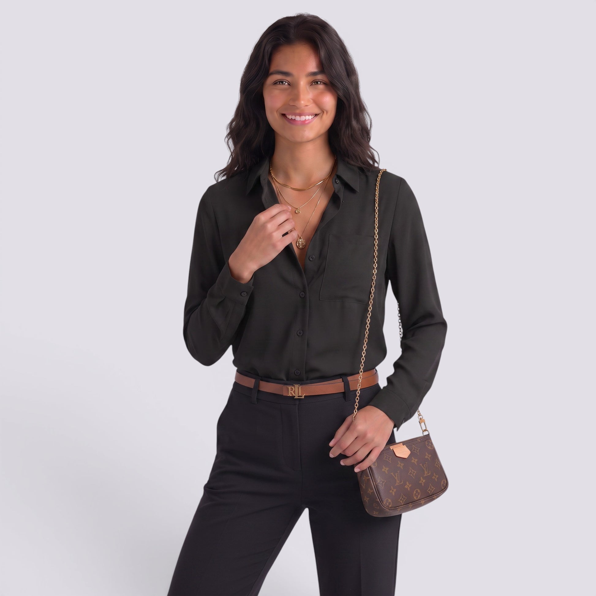 Blusa Mujer Manga Larga Cuello Pico