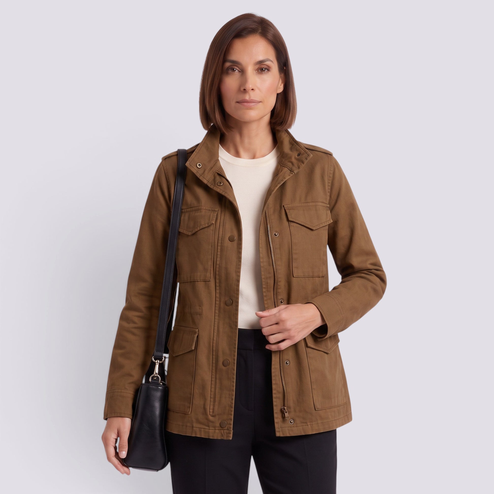Chaqueta Mujer Holgada con Cremallera Solapa