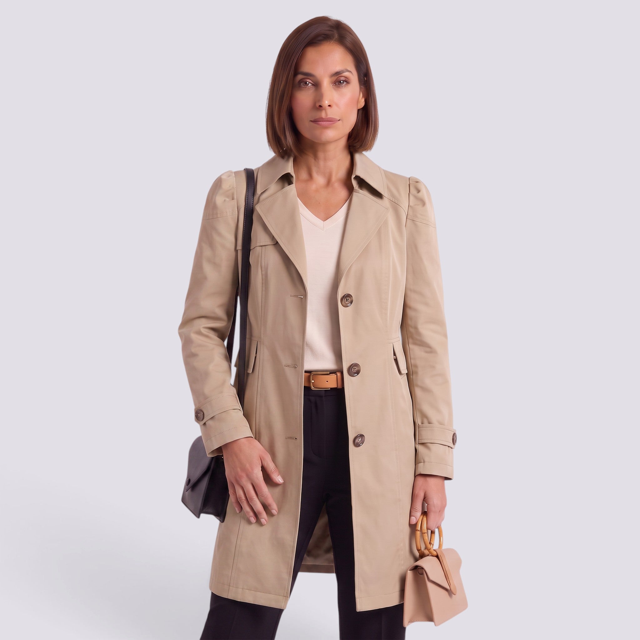 Gabardina Mujer Larga Entallada Elegante