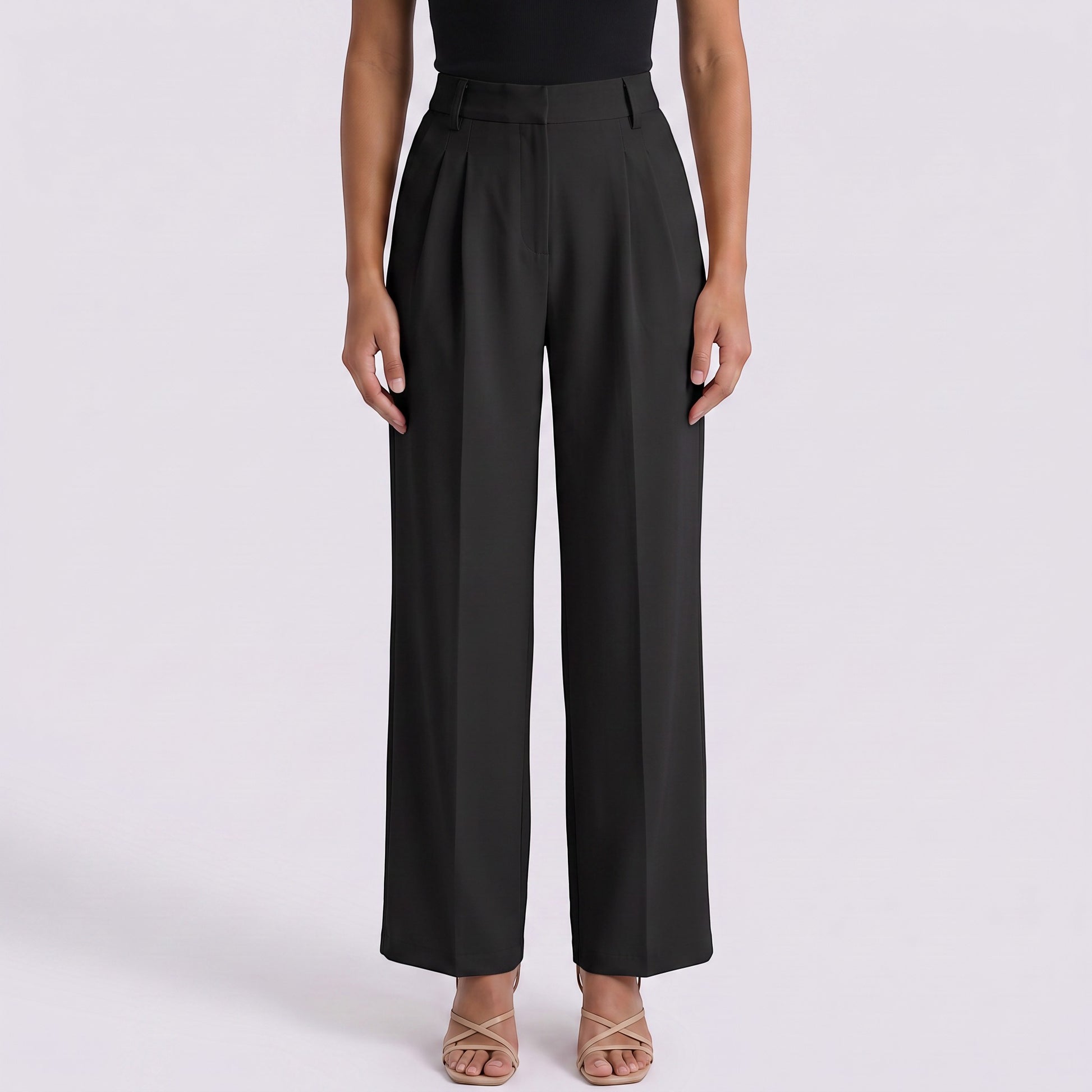 Pantalón Ancho Mujer Cintura Alta con Cordón