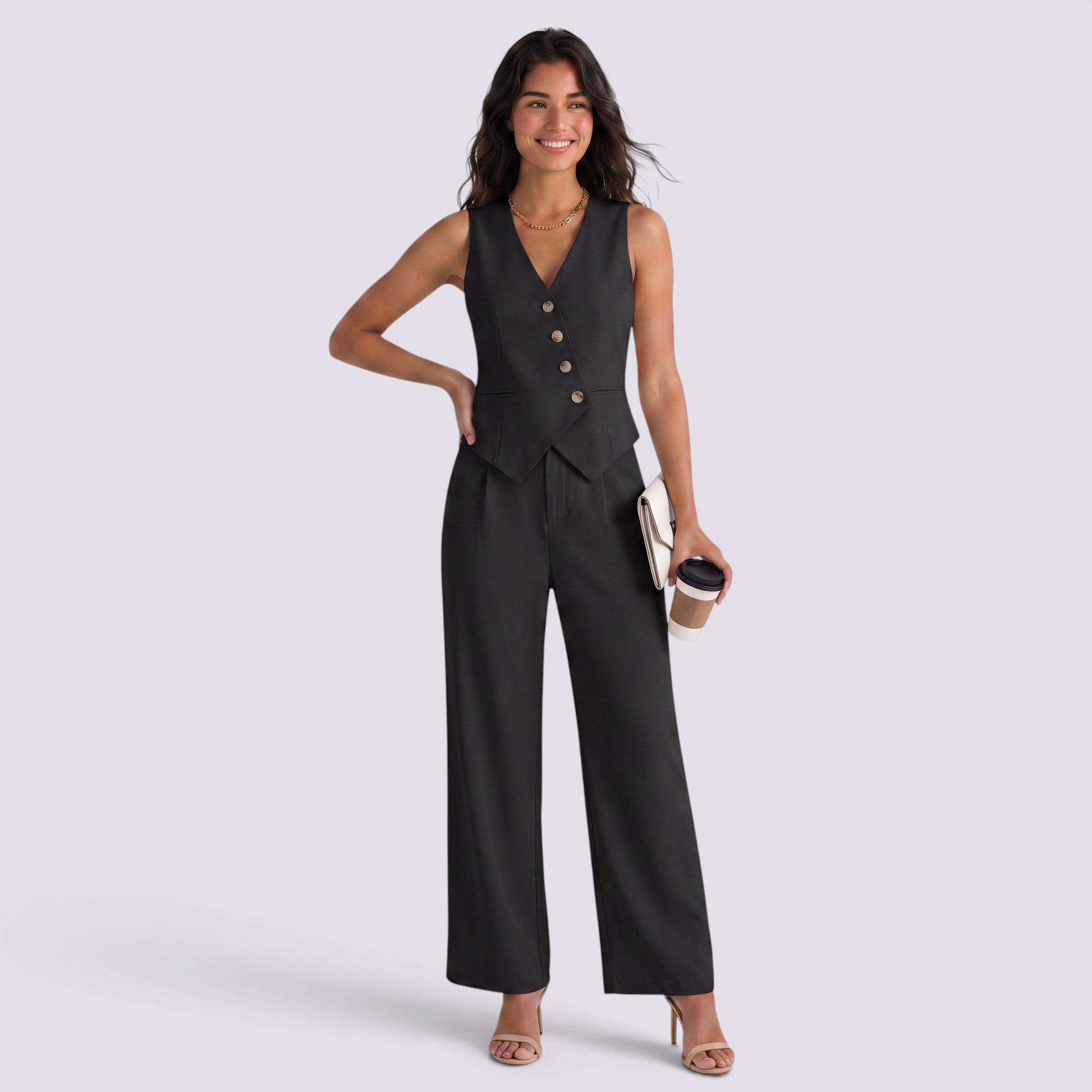 Conjunto Chaleco Pantalón Mujer Recto