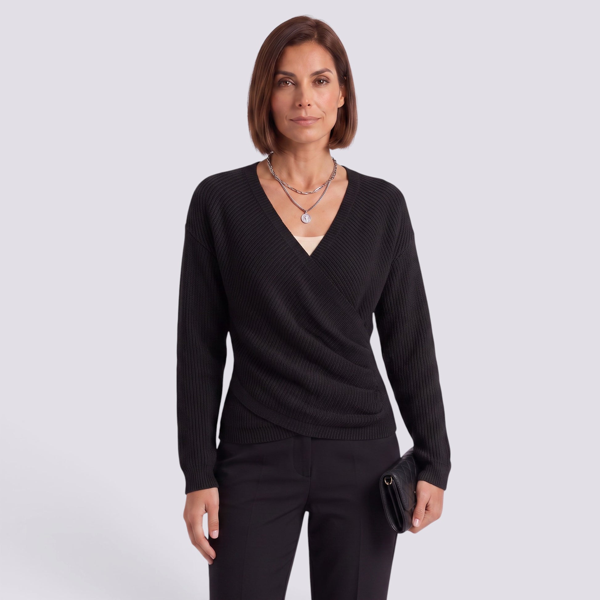Jersey Mujer Punto Cuello Pico Cruzado