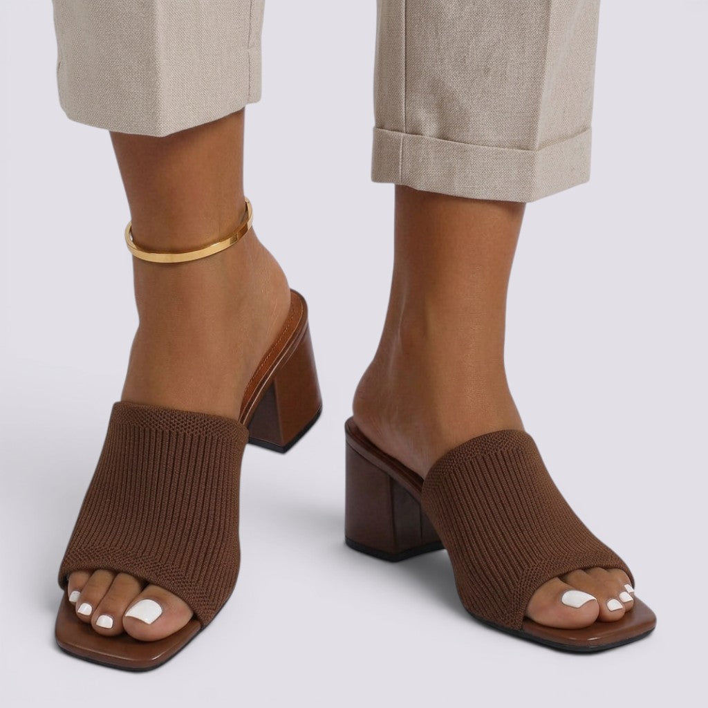 Sandalias Tacón Mujer Elegantes Punta Abierta