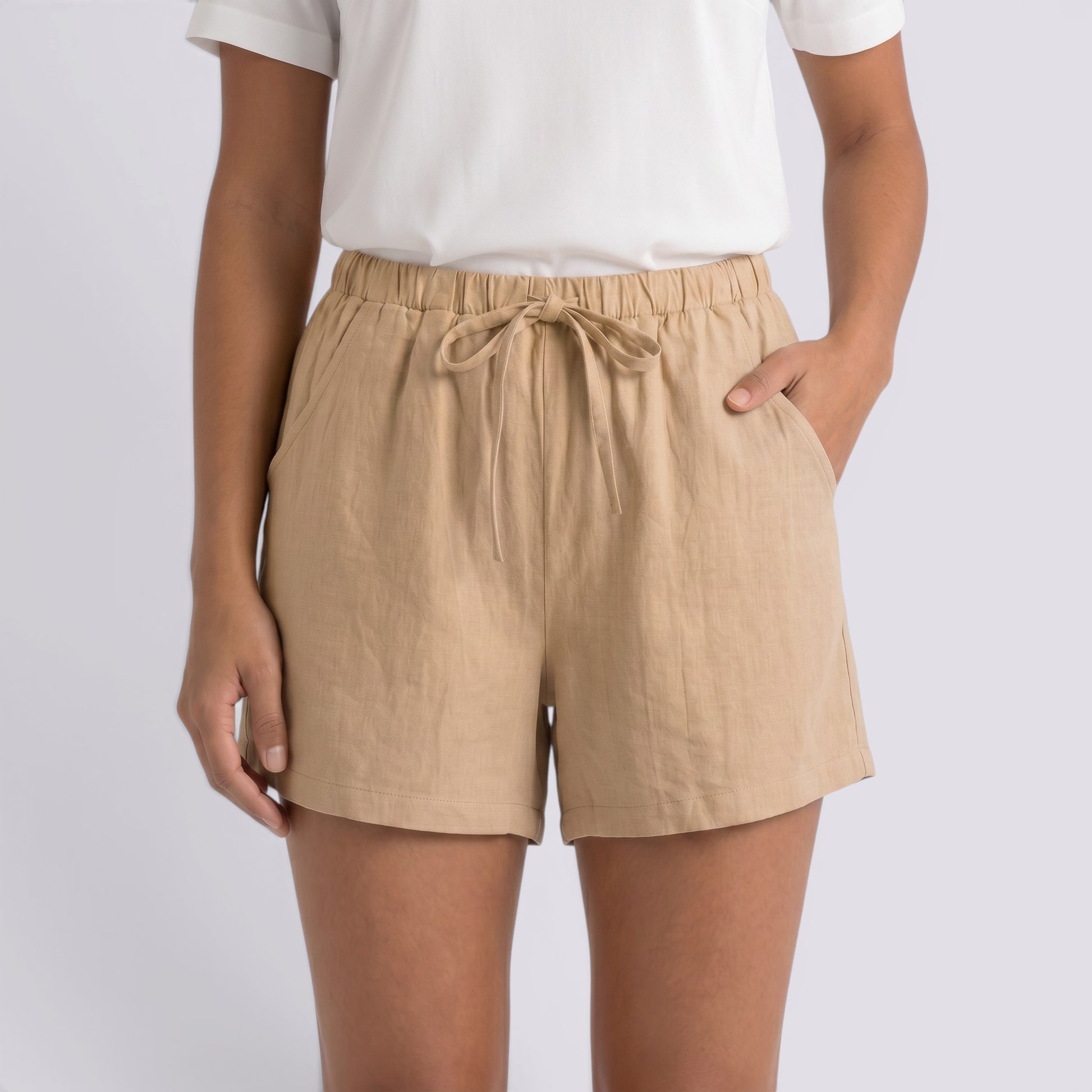 Pantalones Cortos Mujer Lino Elegante