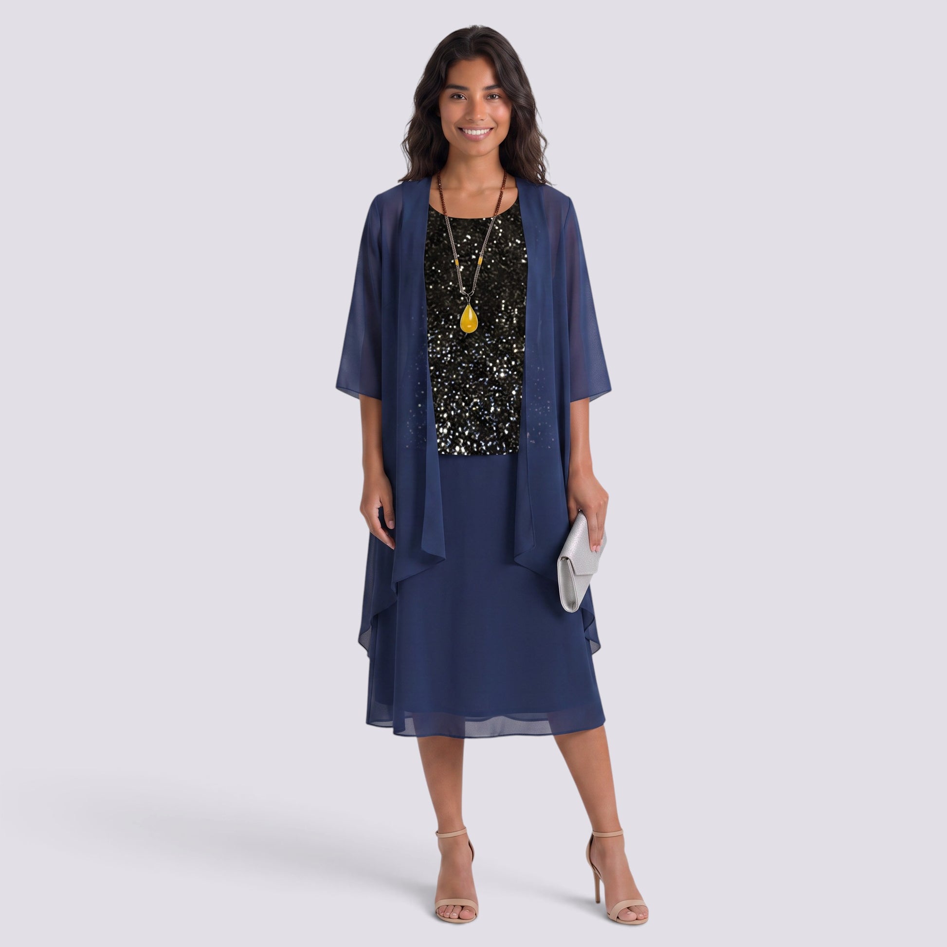 Vestido Largo Mujer Dos Piezas Encaje