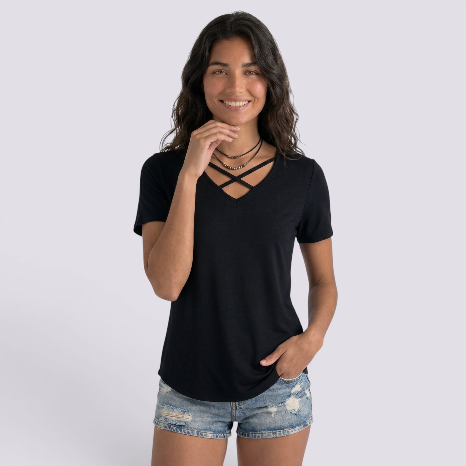 Camiseta Mujer Cuello Cruzado