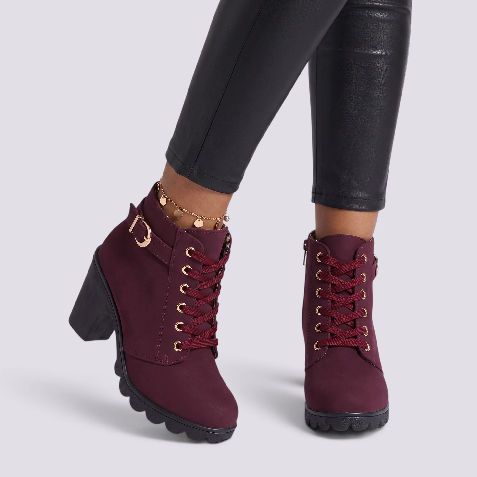 Botines Mujer Tacón con Cordones