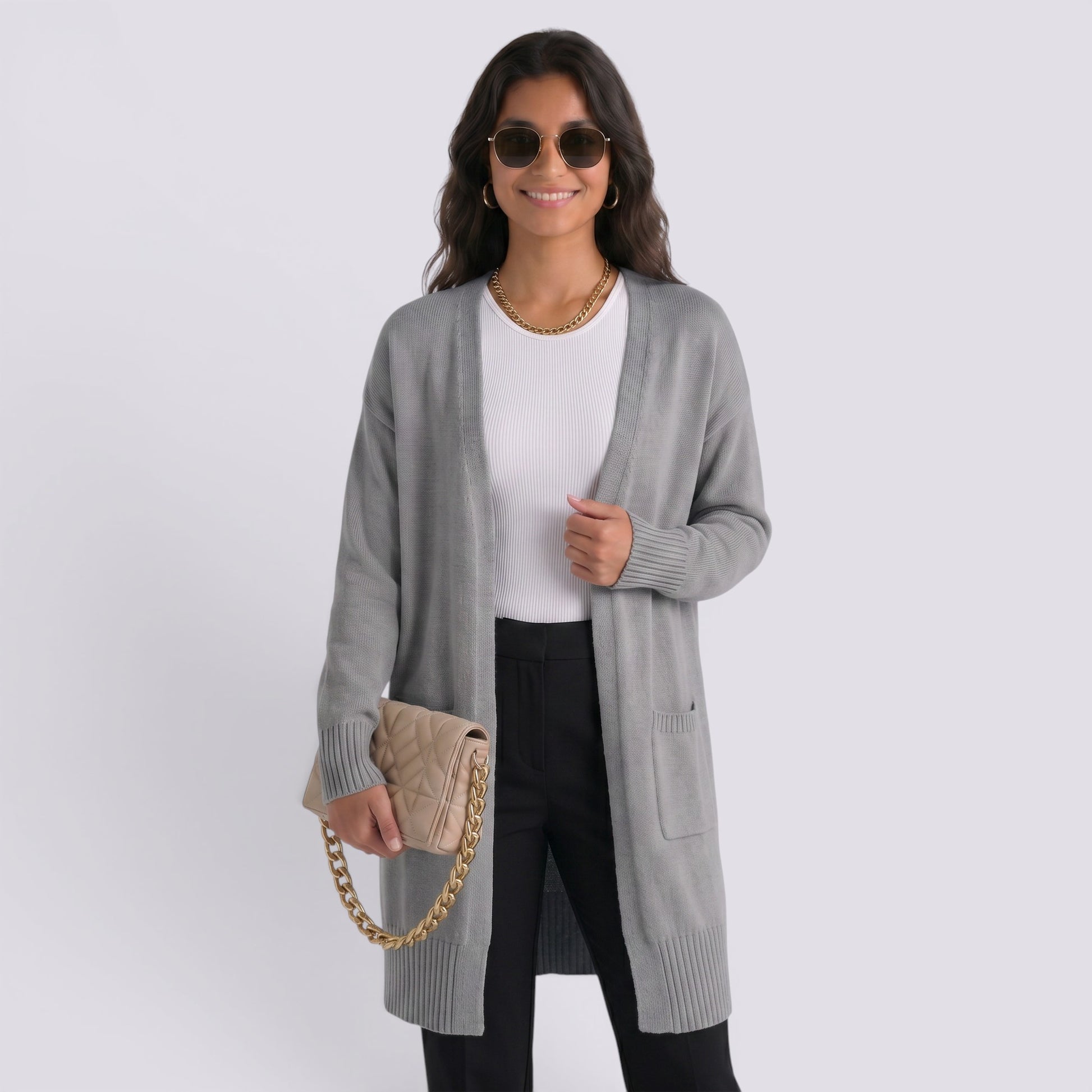 Cárdigan Mujer Largo Oversize de Punto