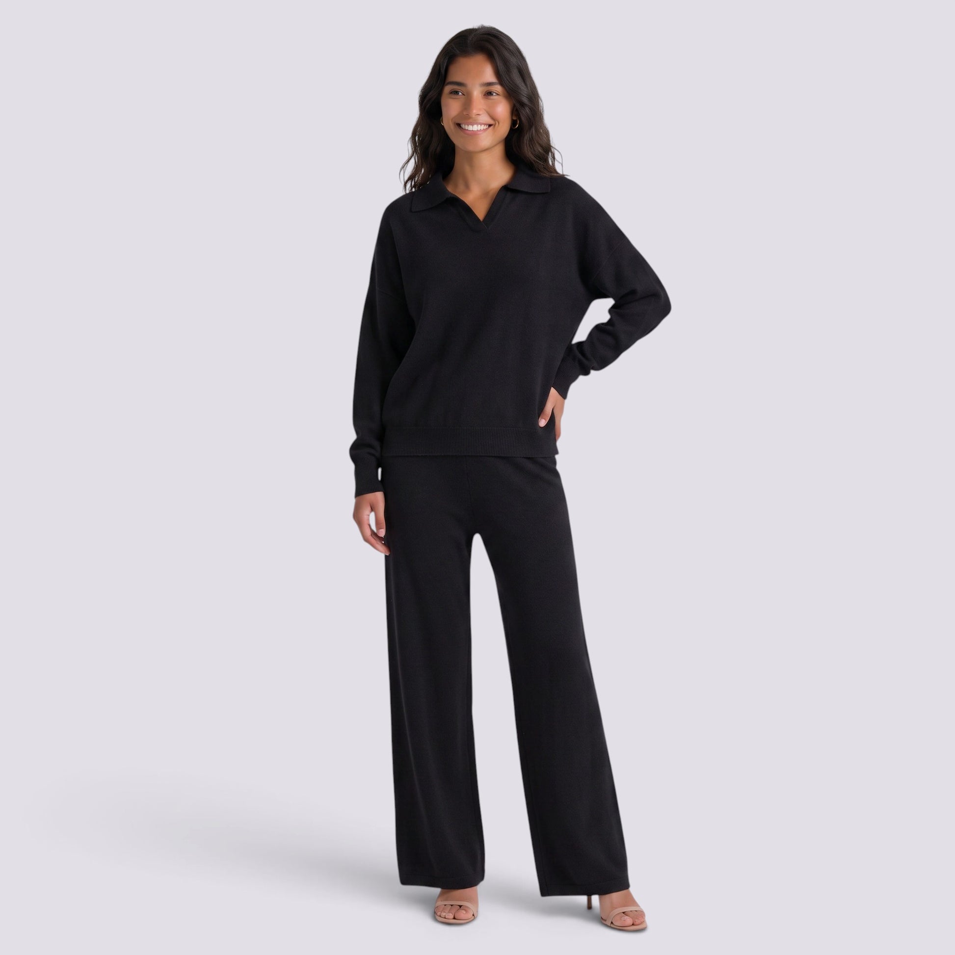 Conjunto Punto Mujer Polo Pantalón Ancho