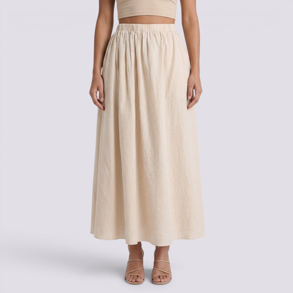 Falda Midi Plisada Large Mujer Elegante