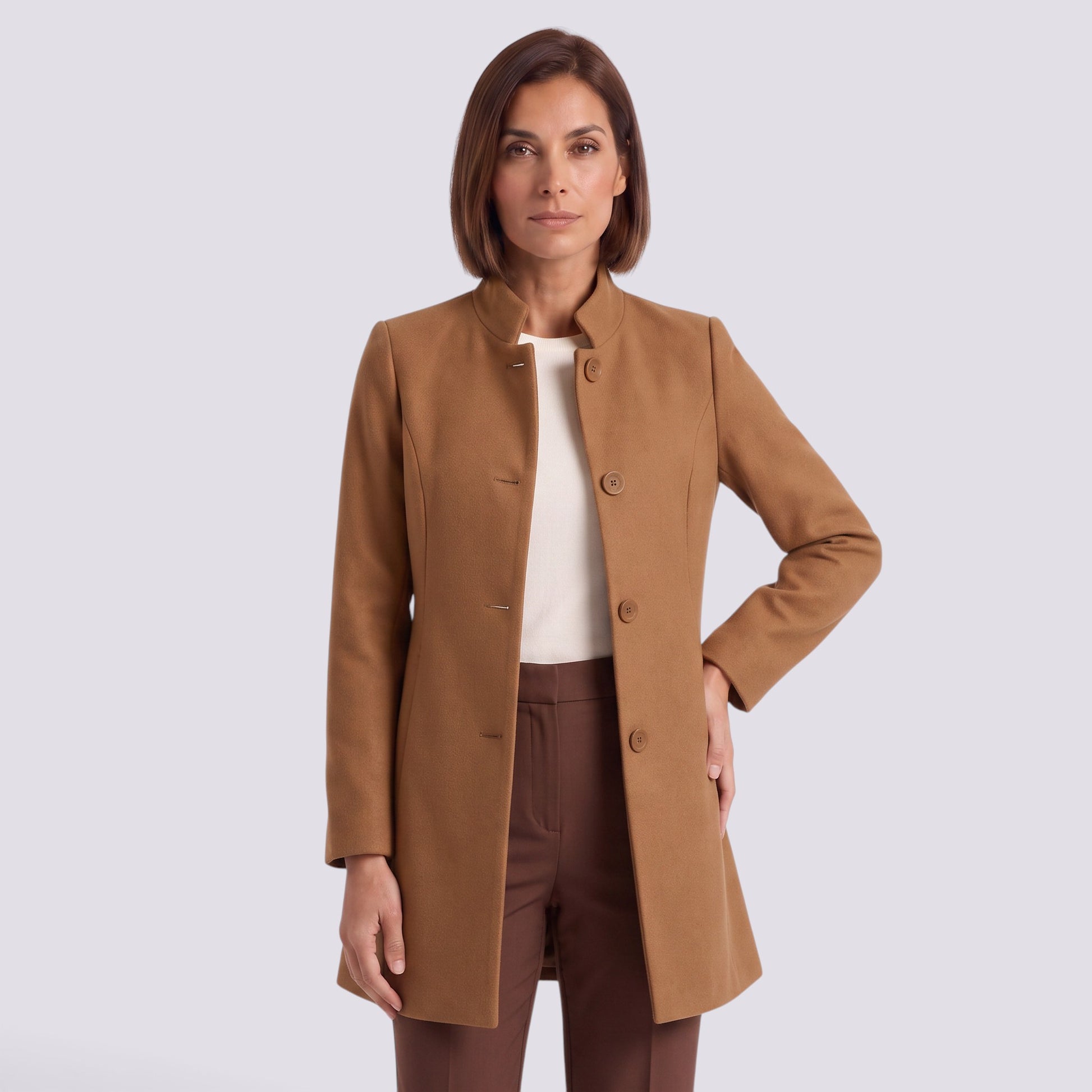 Abrigo Mujer Cruzado Entallado Elegante Bolsillos