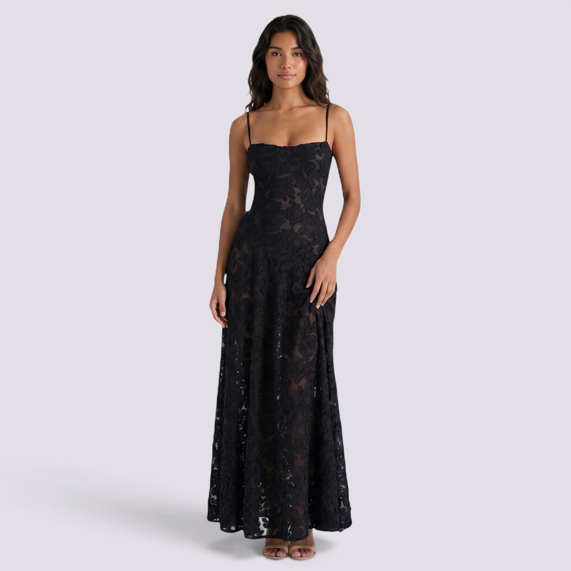 Vestido Fiesta Mujer Palabra de Honor Escote Recto