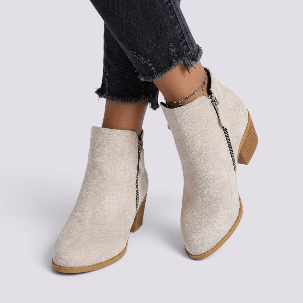 Botines Mujer Tacón Grueso Cremallera Lateral