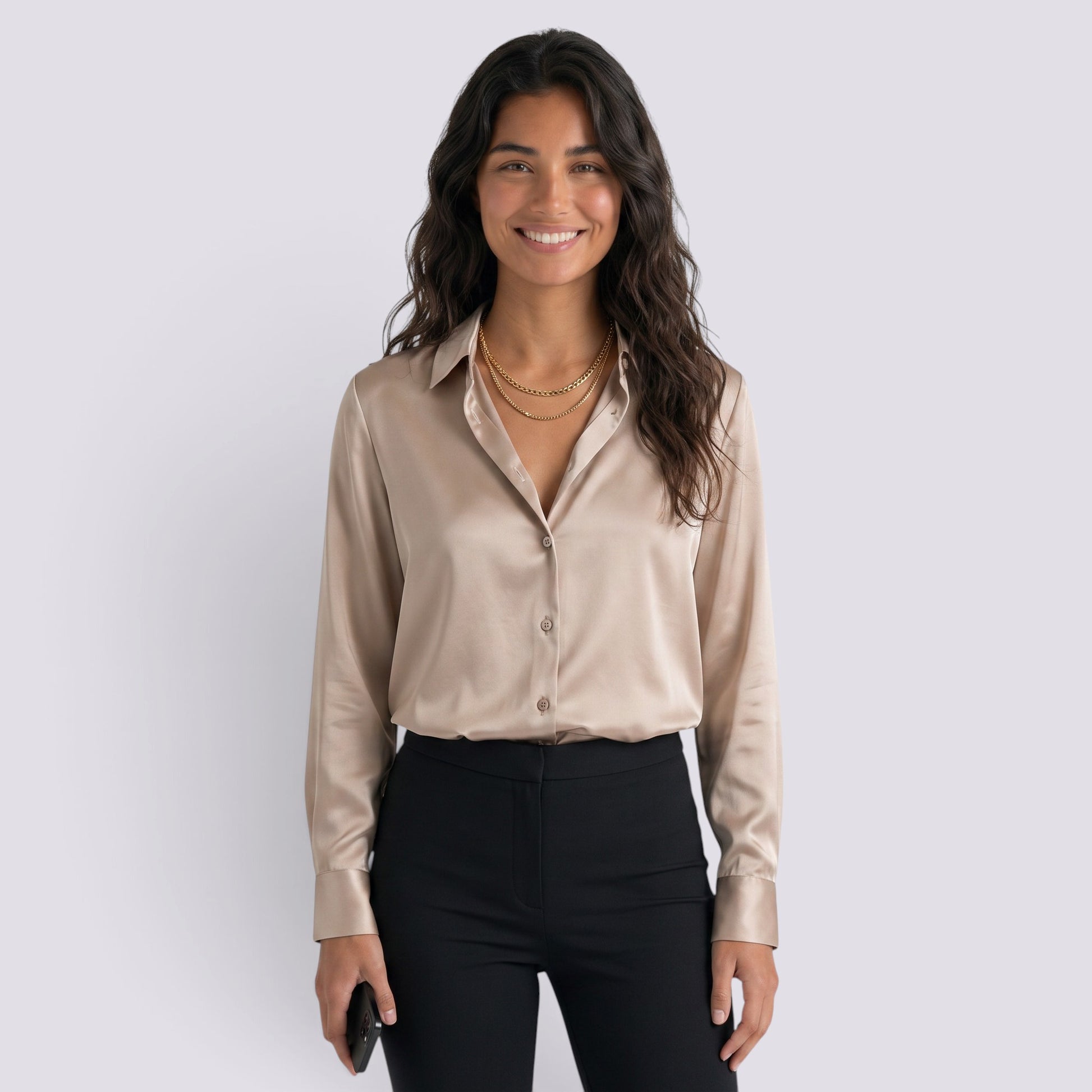 Blusa Mujer Manga Larga con Solapa