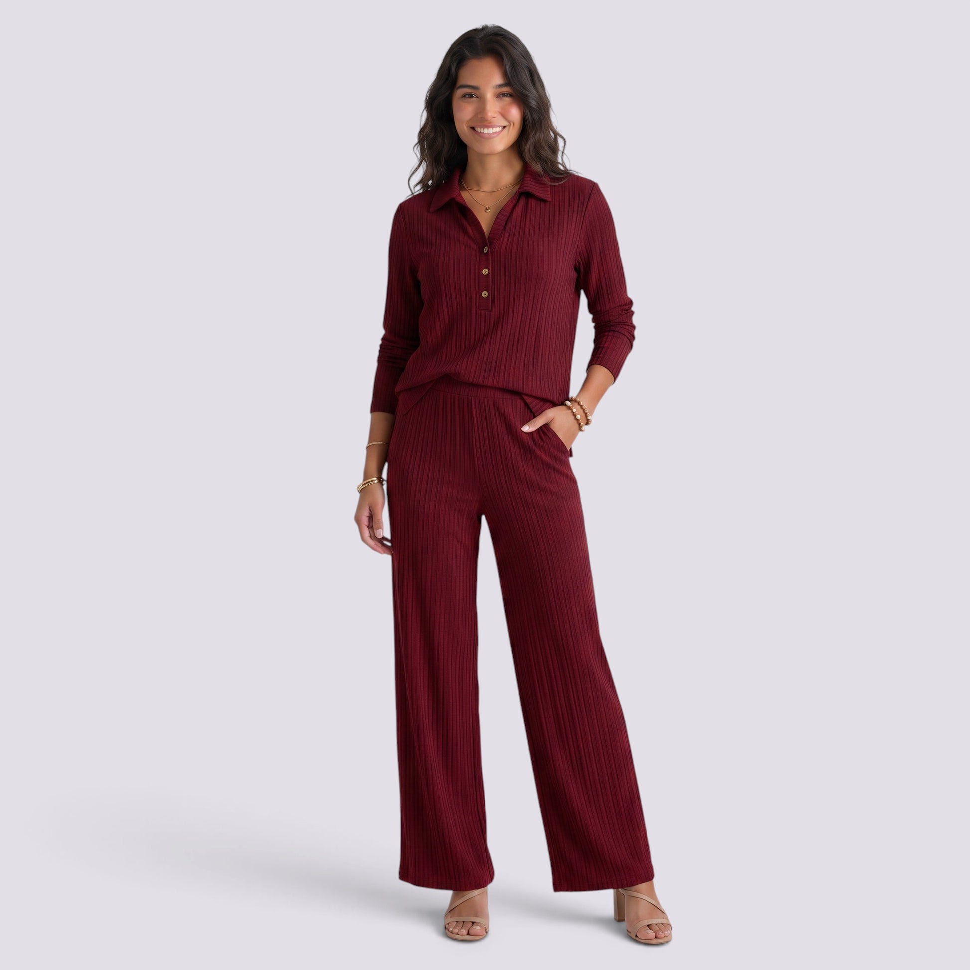 Conjunto Mujer Camisa y Pantalón Ancho