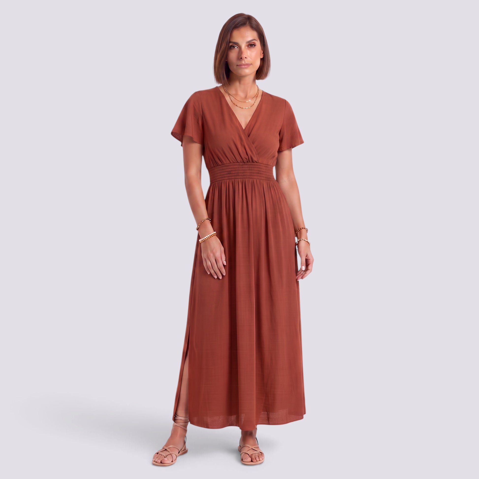 Vestido Largo Mujer Verano Elegante Manga Corta