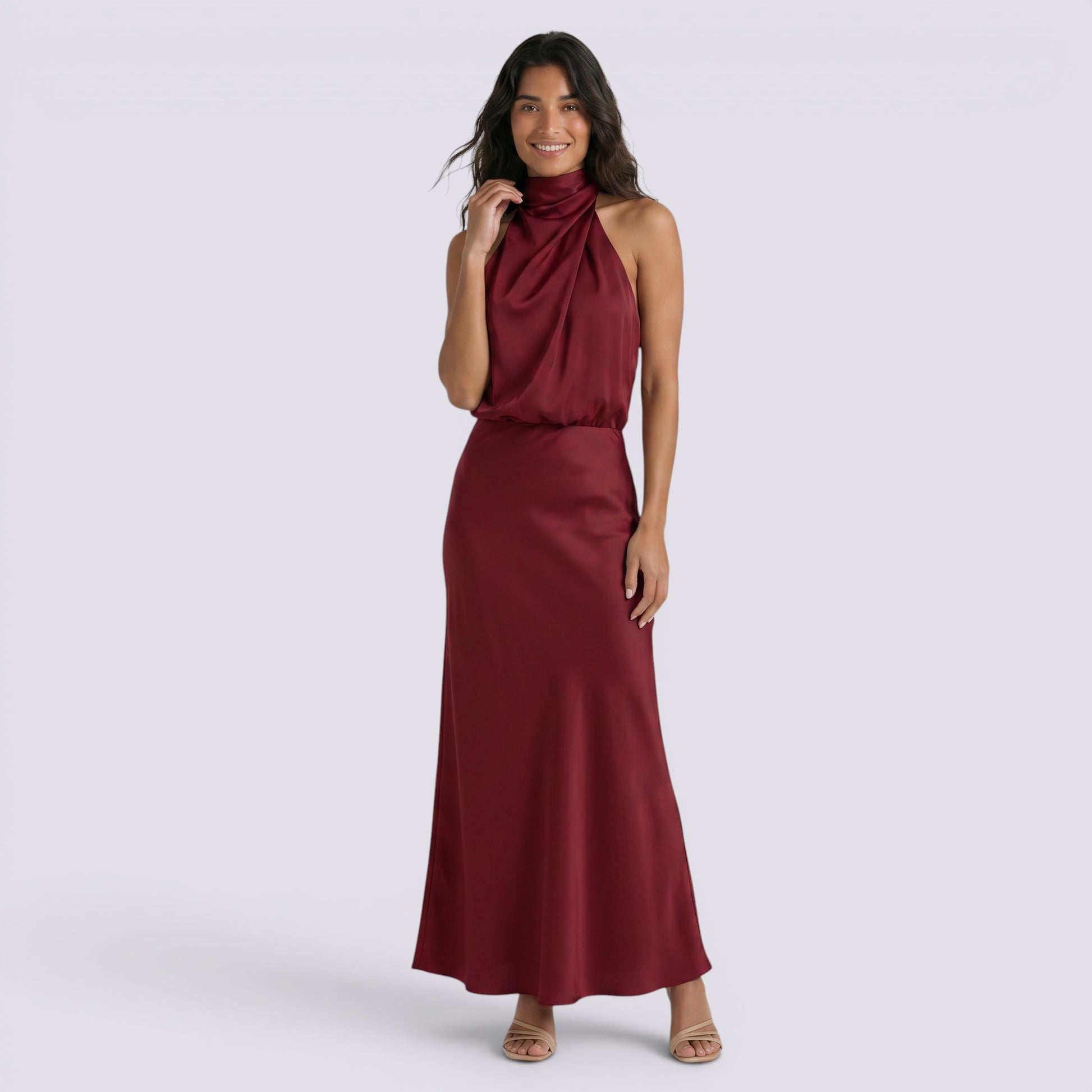 Vestido Largo Mujer Fiesta Satinado