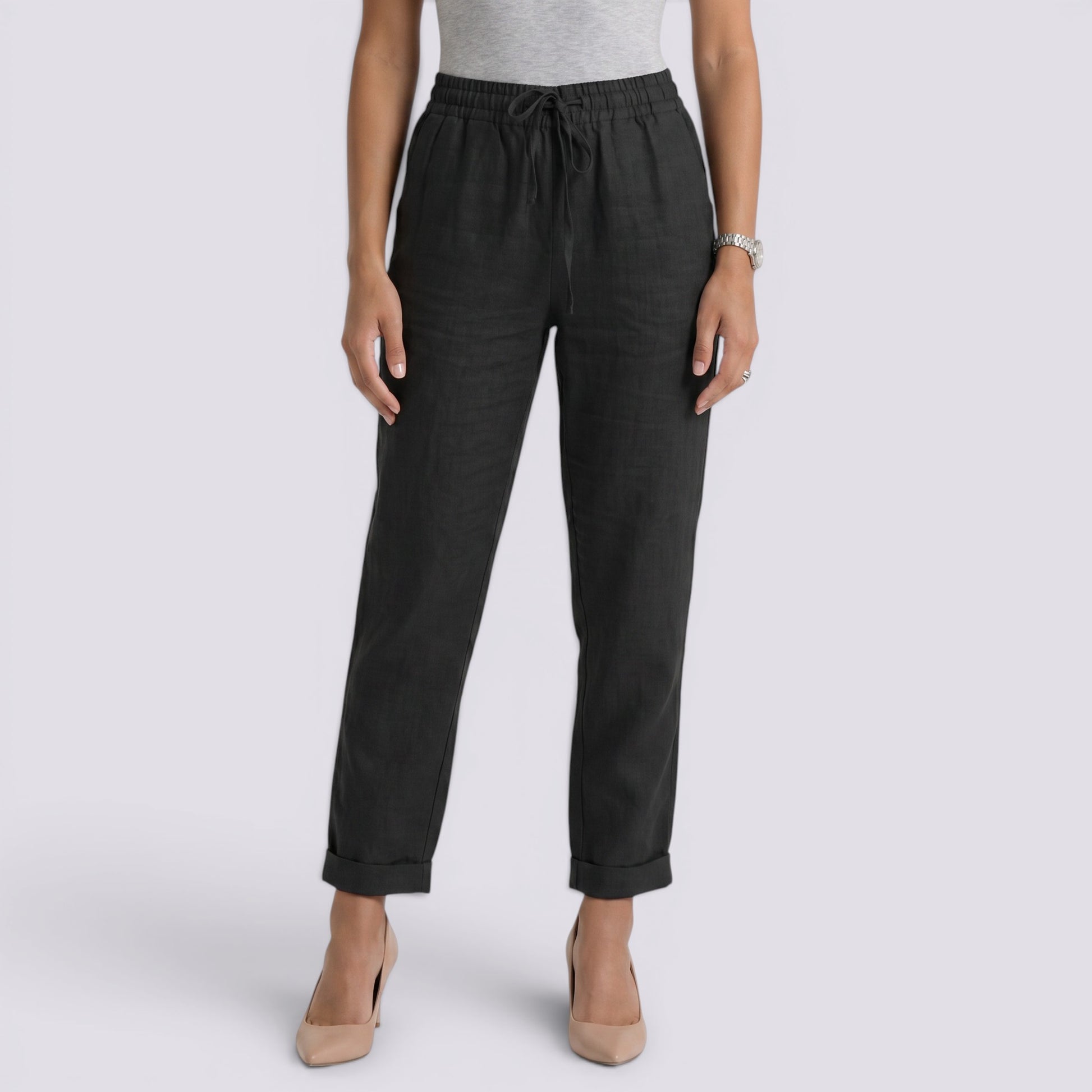 Pantalón Verano Mujer Cintura Alta Lino