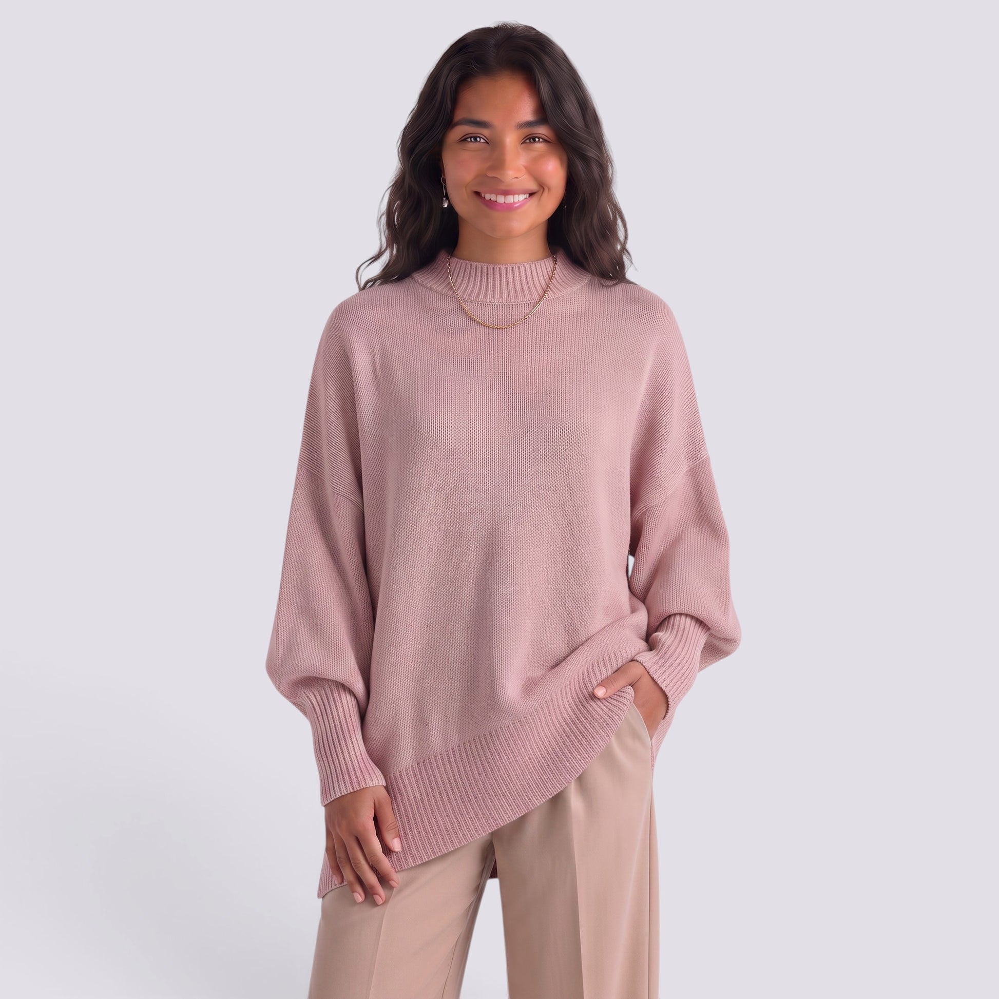 Jersey Mujer de Punto Grueso Cuello Redondo