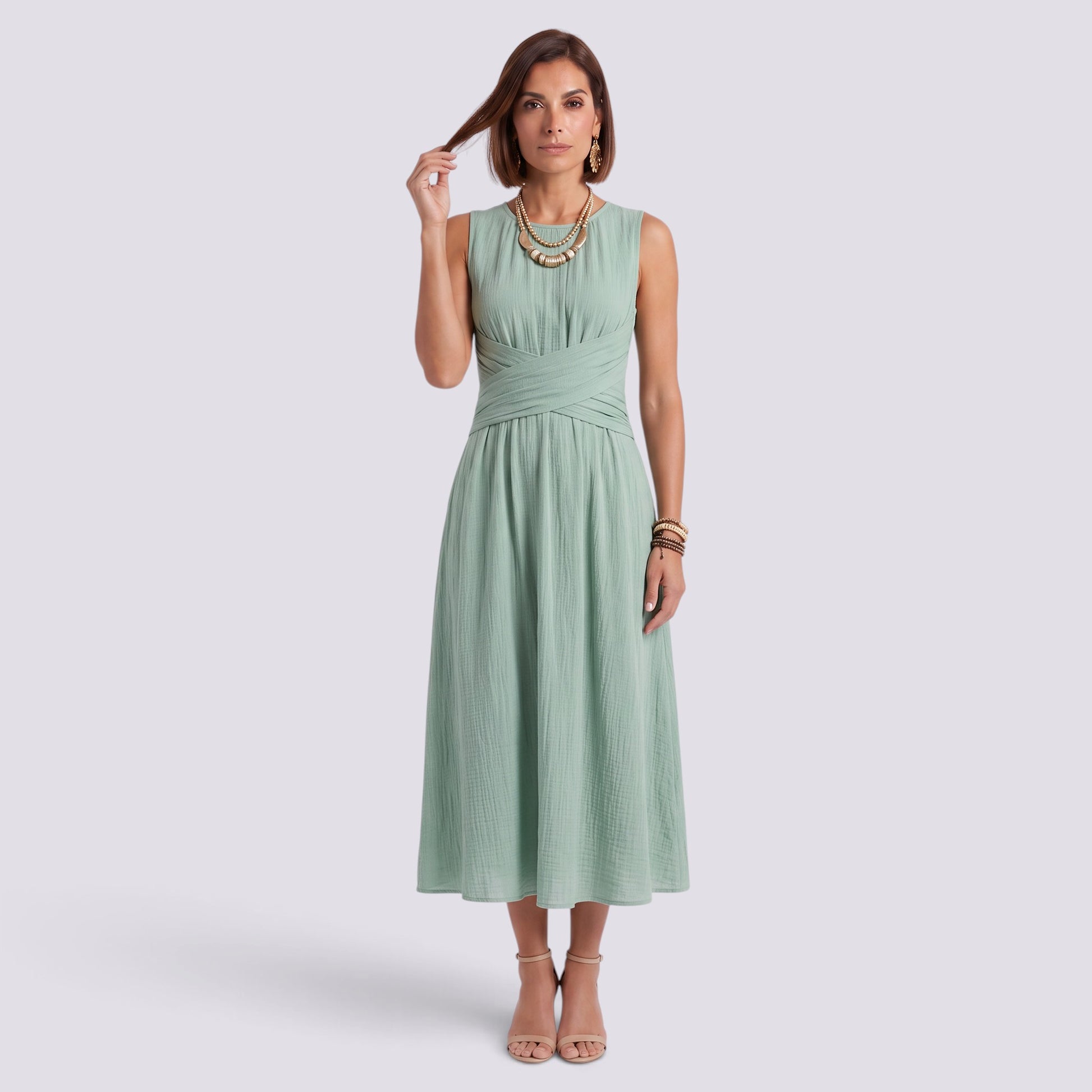 Vestido Cruzado Mujer Elegante Talle Alto