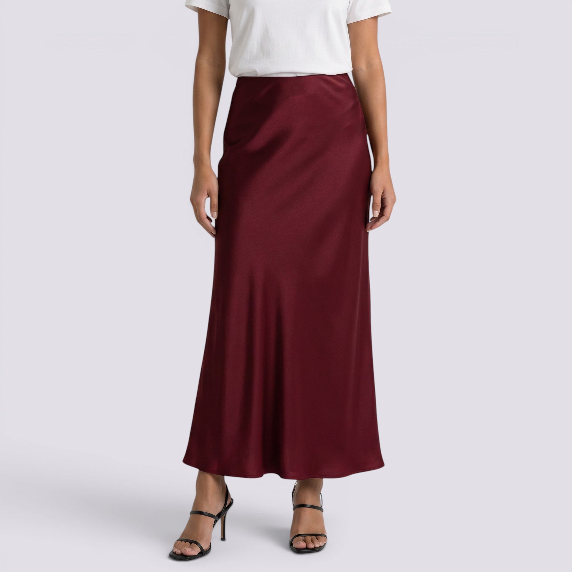 Falda Larga Satinada Mujer Elegante