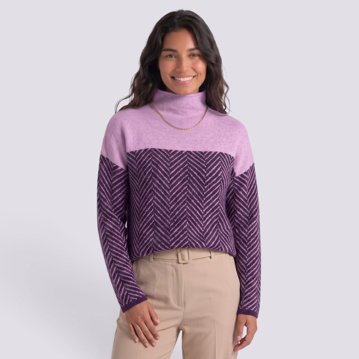 Jersey Mujer Cuello Alto Punto Grueso
