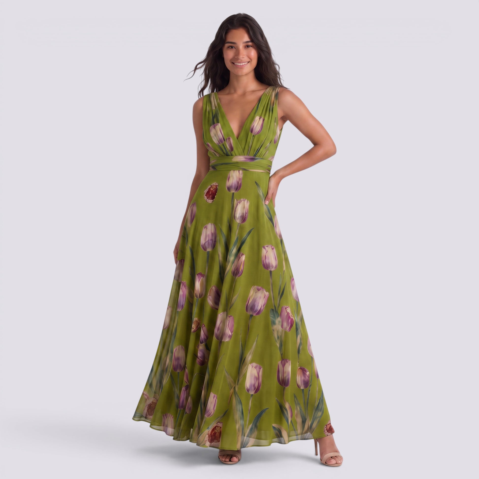 Vestido Largo Fiesta Floral Estampado