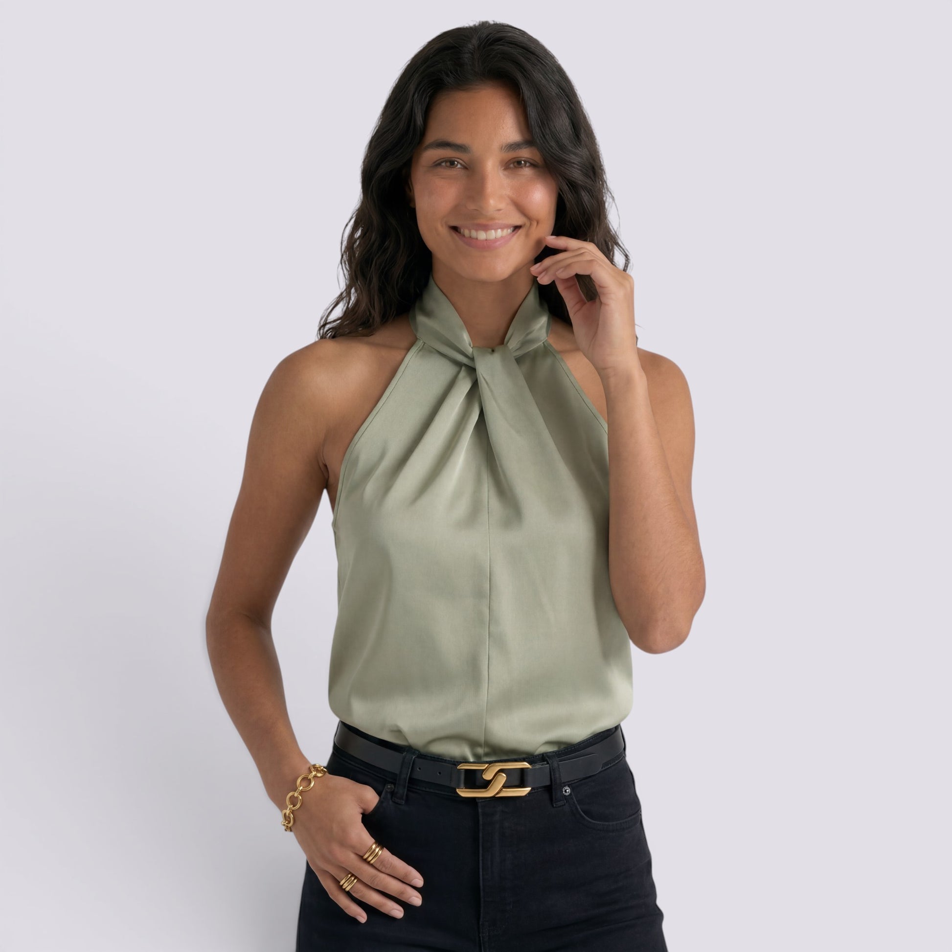 Top Halter Mujer Satén Elegante