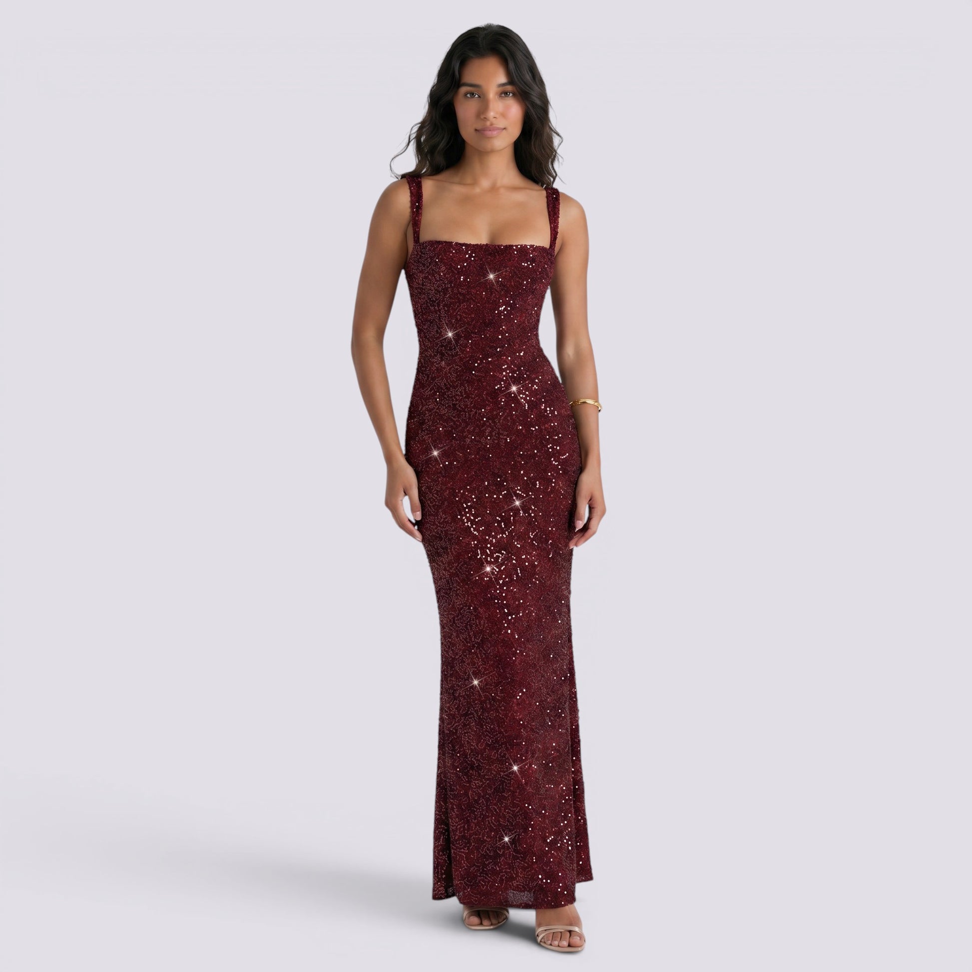 Vestido Largo Fiesta Mujer Brillante Elegante Ajustado