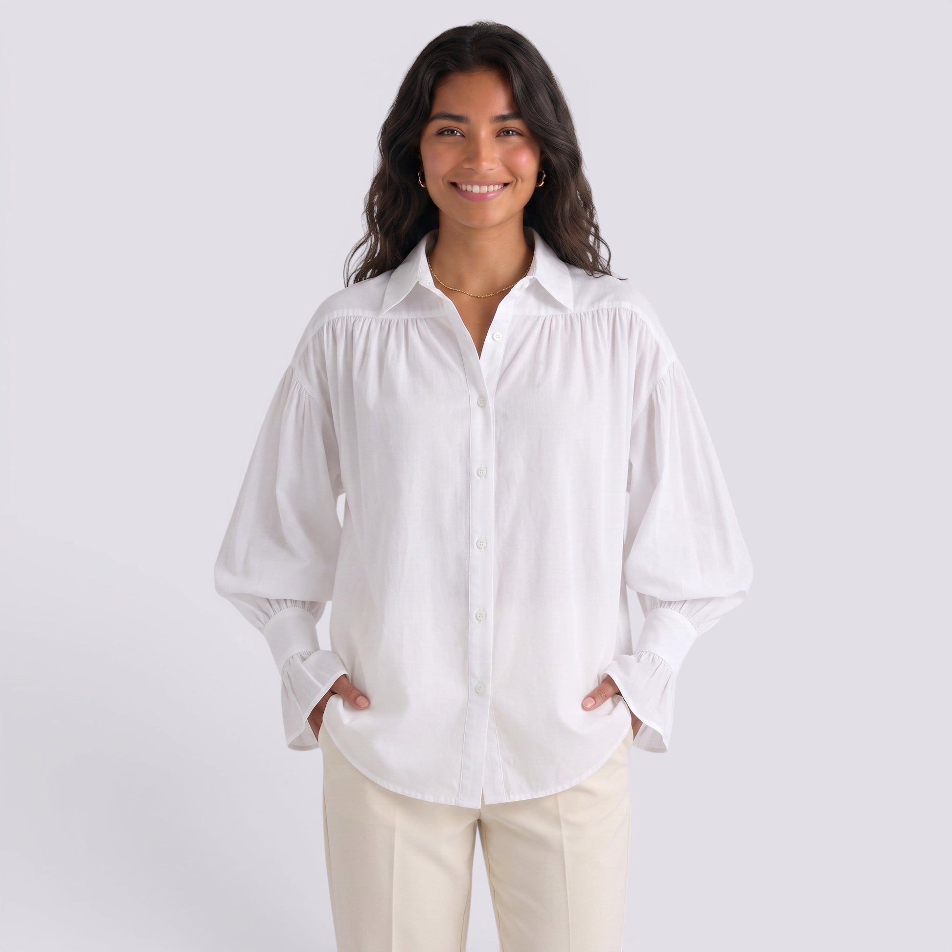 Camisa Mujer Elegante Manga Larga Cuello Solapa