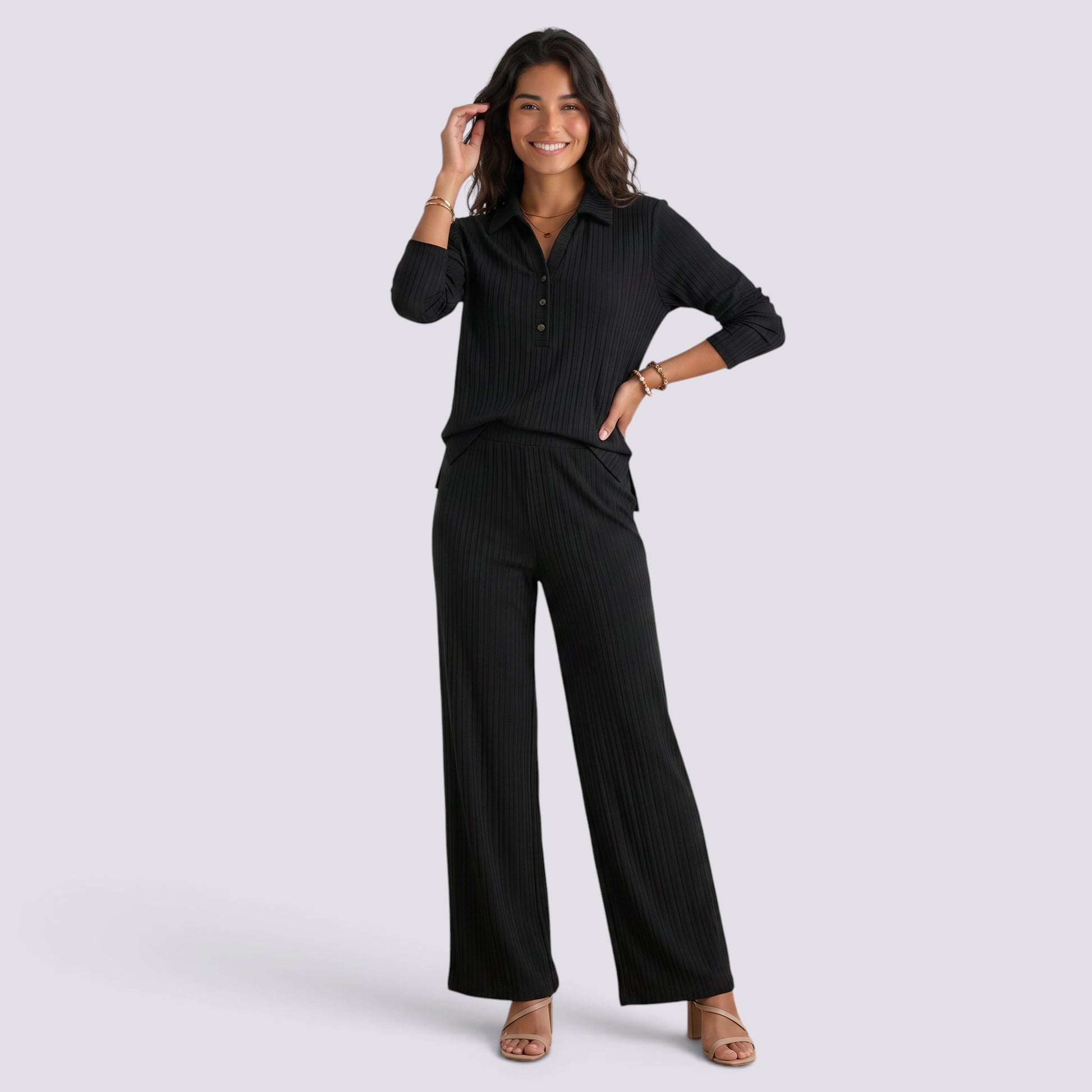 Conjunto Mujer Camisa y Pantalón Ancho