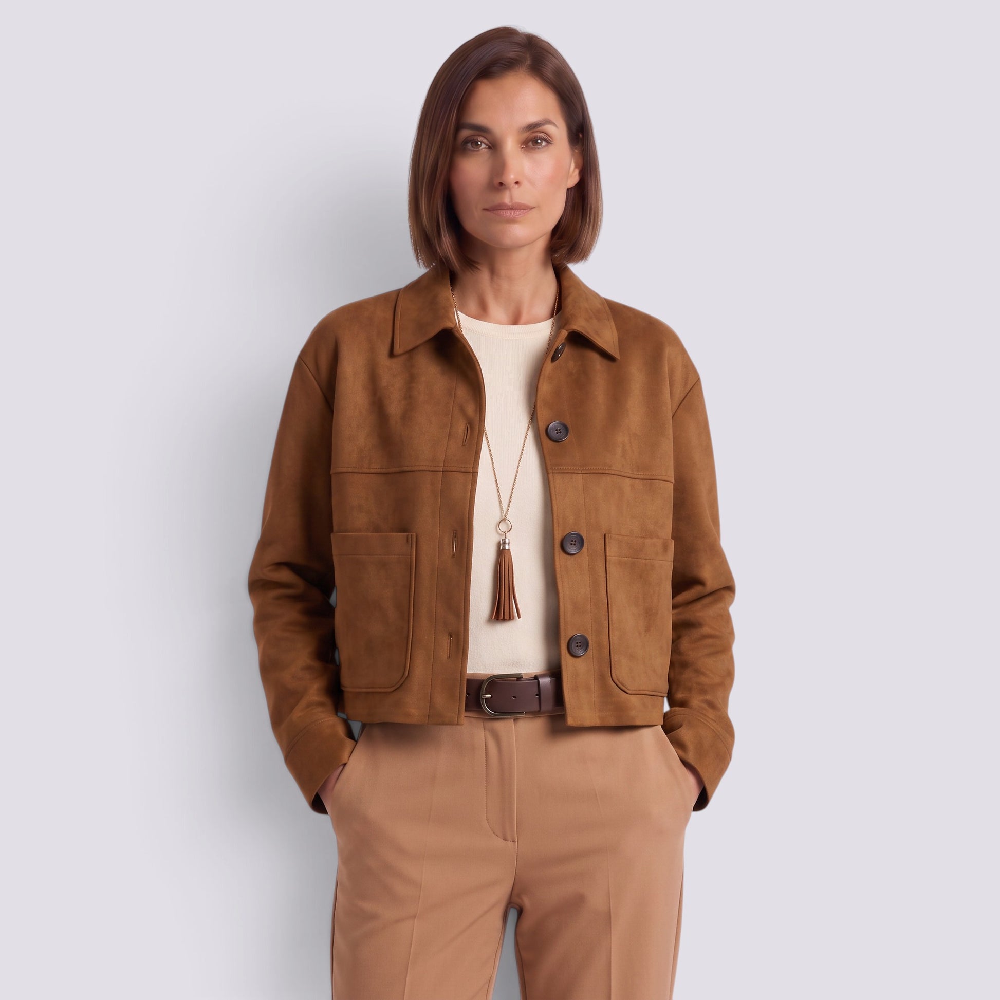 Chaqueta Corta Mujer Efecto Ante
